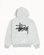 Stussy Basic Zip-Up Hoodie Ash Heather Back