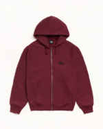 Stussy Basic Zip-Up Hoodie Maroon