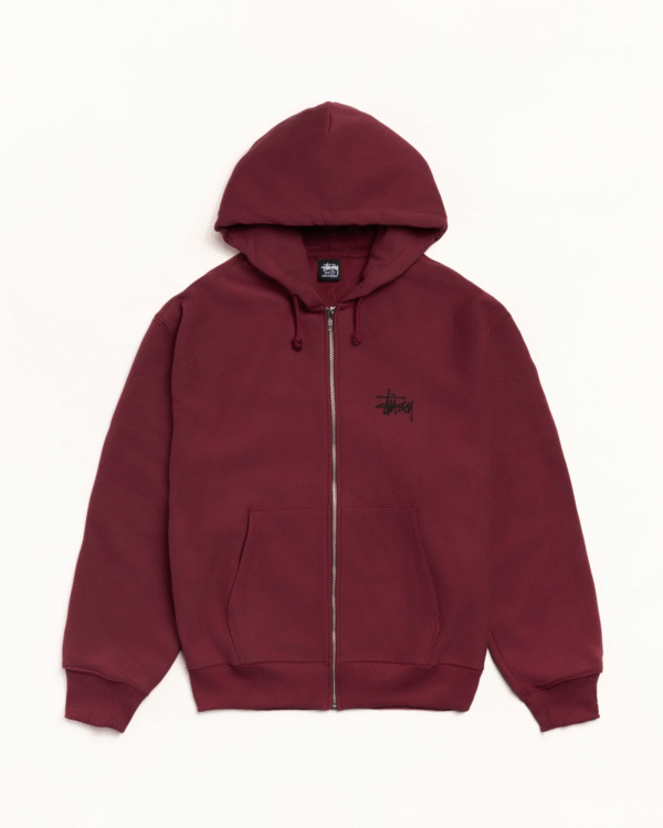Stussy Basic Zip-Up Hoodie Maroon