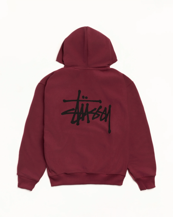 Stussy Basic Zip-Up Hoodie Maroon Back