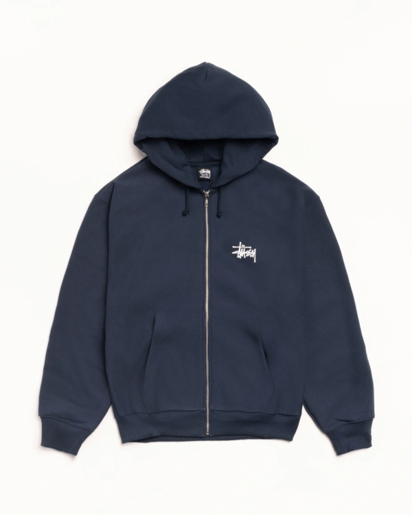 Stussy Basic Zip-Up Hoodie Navy
