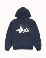 Stussy Basic Zip-Up Hoodie Navy Back