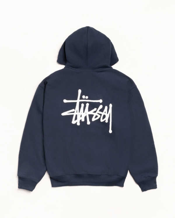Stussy Basic Zip-Up Hoodie Navy Back