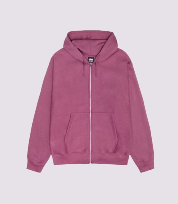 Stussy Beach Roots Zipper Hoodie Berry Front