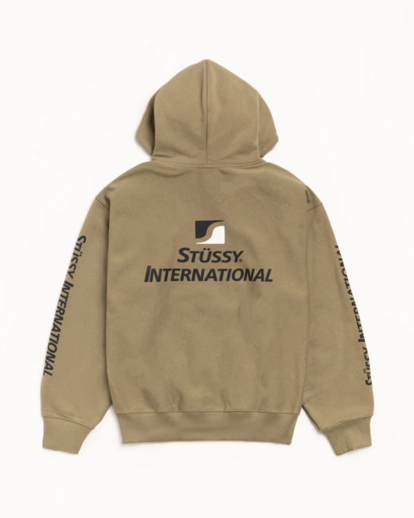 Stussy International Zip-Up Hoodie Army Back