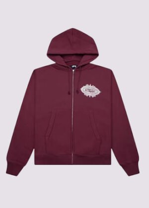 Stussy Mantra Zipper Hoodie Burgundy Front