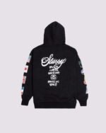 stussy world tour flags hoodie back