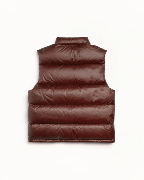 Micro Ripstop Down Puffer Vest Brown Back
