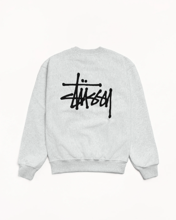 Stussy Basic Stussy Crew Sweatshirt Ash Heather Back