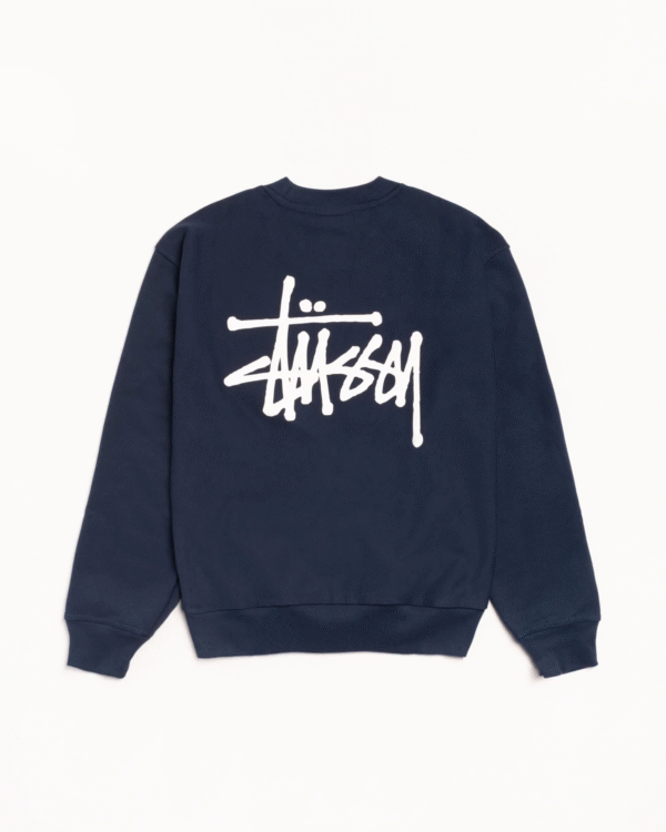 Stussy Basic Stussy Crew Sweatshirt Navy Back