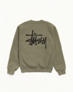 Stussy Basic Stussy Crew Sweatshirt Olive Back