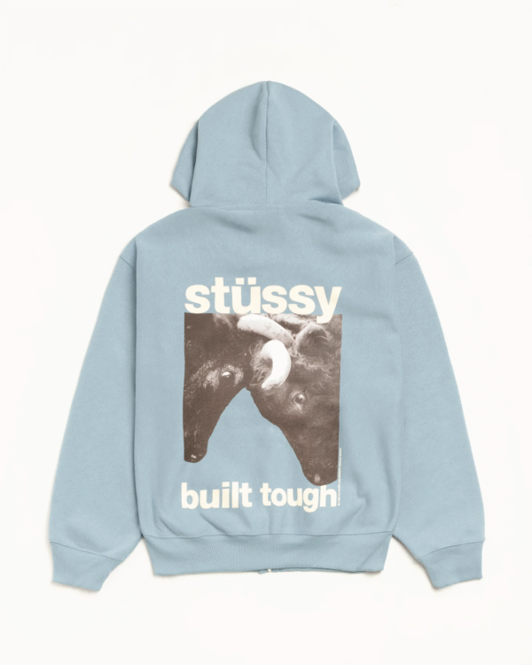 Stussy Built Tough Zip Hoodie Slate Back