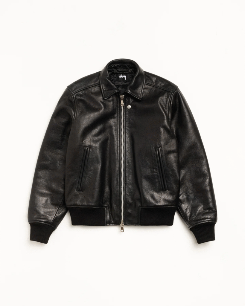 Stussy Leather Flight Jacket | Leather Aviator Jacket UK | 50% Off
