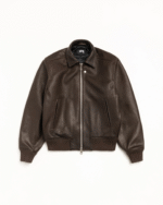 Stussy Leather Flight Jacket Dark Brown
