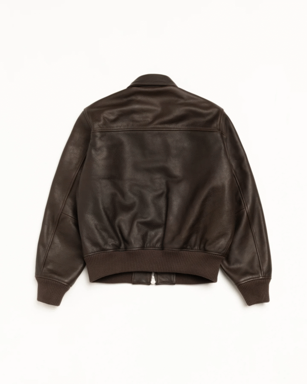 Stussy Leather Flight Jacket Dark Brown Back