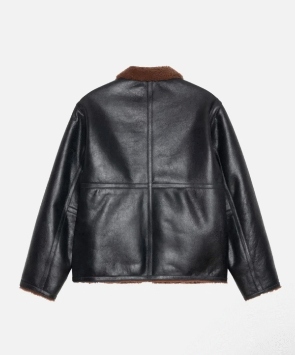Stussy Leather Shearling Jacket Back