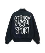 Stussy Melton Wool Varsity Jacket Black Back