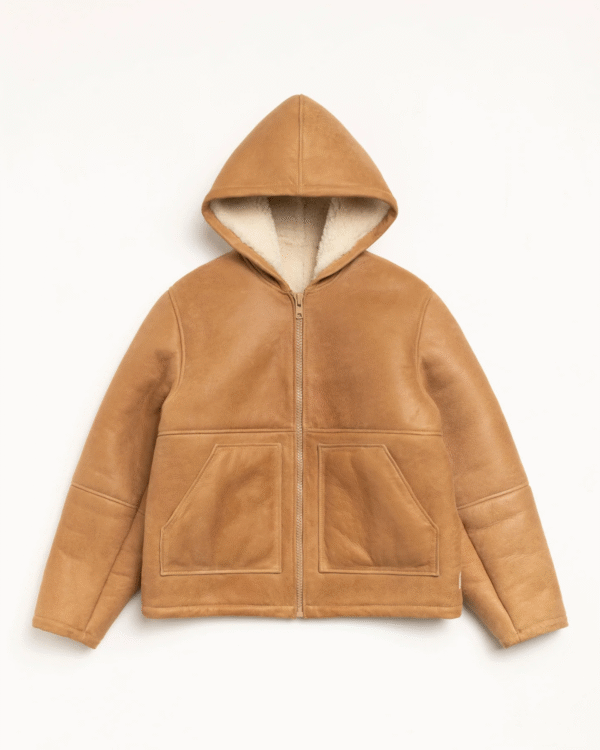 Stussy Shearling Hooded Jacket Tan