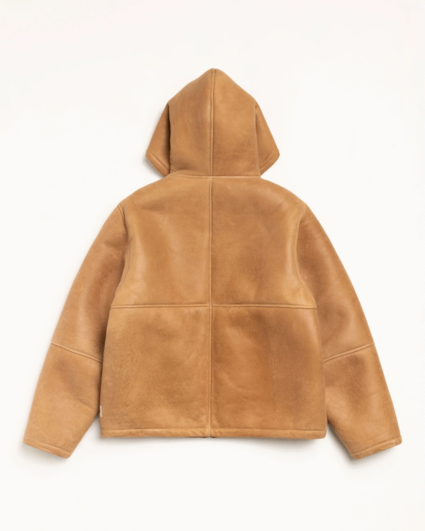 Stussy Shearling Hooded Jacket Tan Back