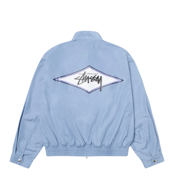 Stussy Surf Team Relaxed Polyester Harrington Jacket Light Blue Back