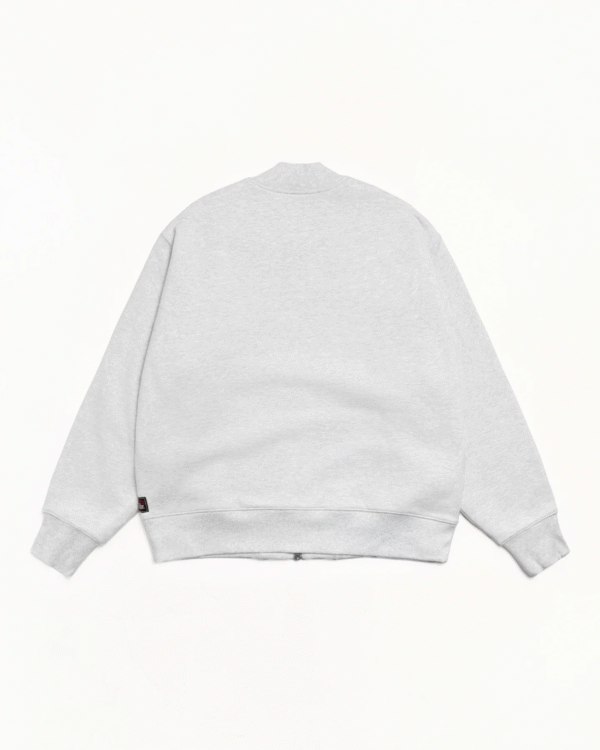 Stussy Thermal Lined Fleece Bomber Jacket Ash Heather Back