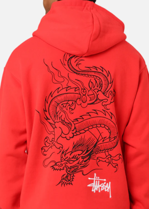 Stussy Angry Dragon Hoodie Red Back