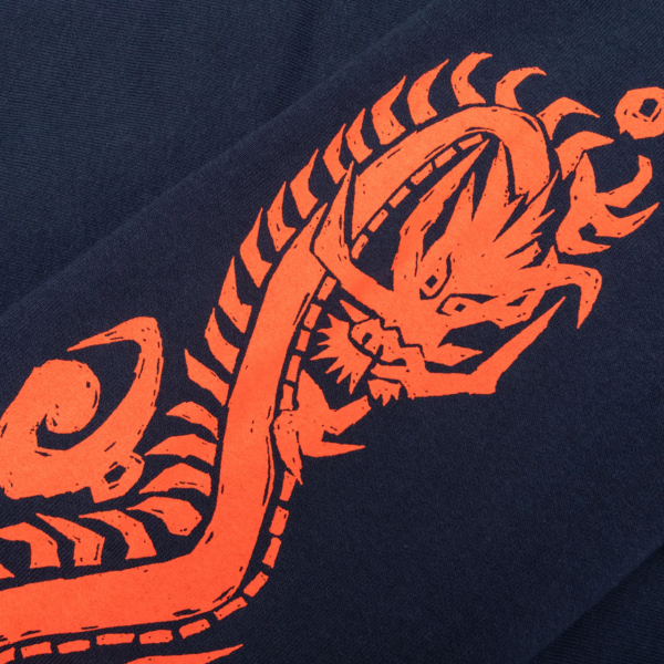 Stussy Dragons Zip Hoodie Navy Sleeves Design
