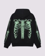 Stussy Rib Cage Zip Hoodie Black Green Back