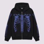 Stussy Rib Cage Zip Hoodie Black Purple