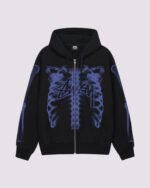 Stussy Rib Cage Zip Hoodie Black Purple