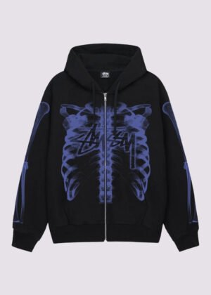 Stussy Rib Cage Zip Hoodie Black Purple