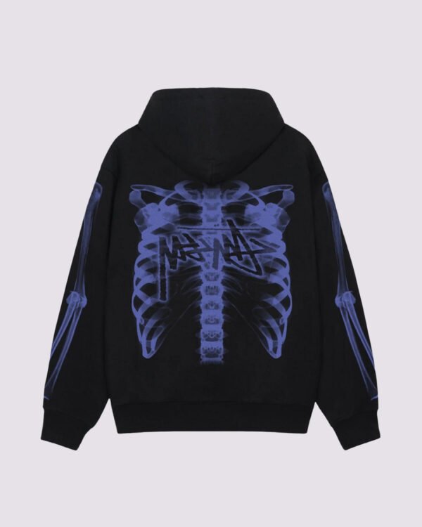 Stussy Rib Cage Zip Hoodie Black Purple Back