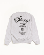 Stussy World Tour Crew Sweatshirt Ash Heather Back