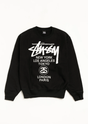 Stussy World Tour Crew Sweatshirt Black