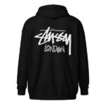 stussy london zip hoodie back