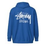 stussy london zip hoodie blue