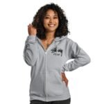 stussy london zip hoodie grey front