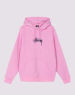 Stussy Stock Logo Applique Hoodie Pink