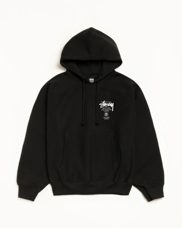 Black Stussy World Tour Hoodie