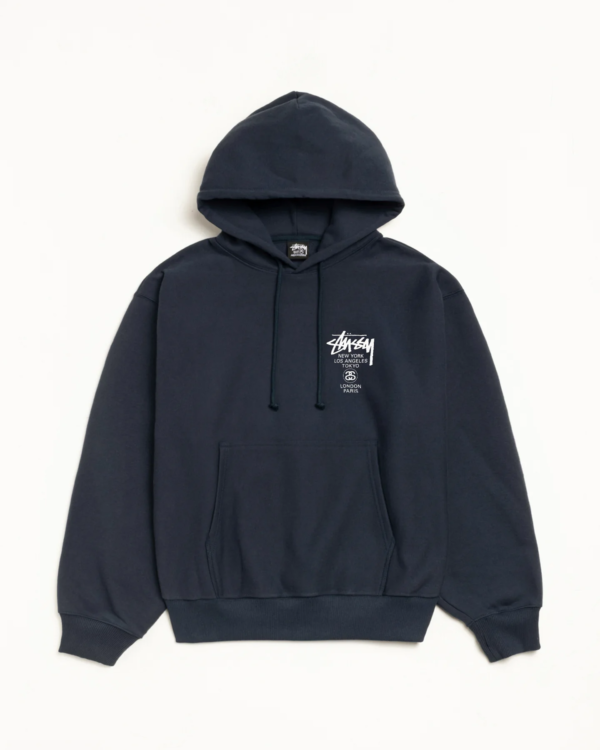 Navy Stussy World Tour Hoodie