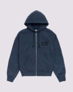 Box Crown Stussy Zip Up Hoodie Navy