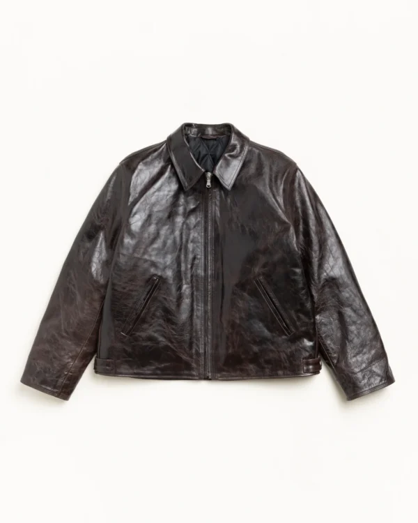 Stussy Garage Leather Jacket Dark Brown
